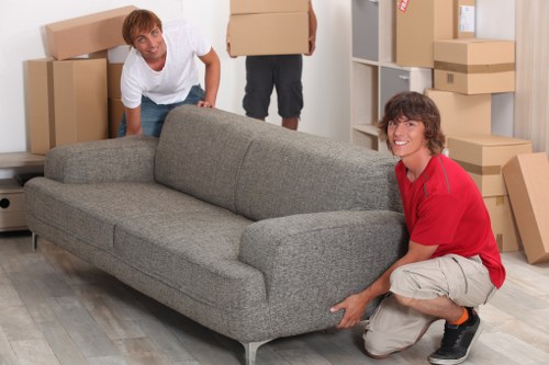 Office furniture and equipment prepared for a local Kentish Town move